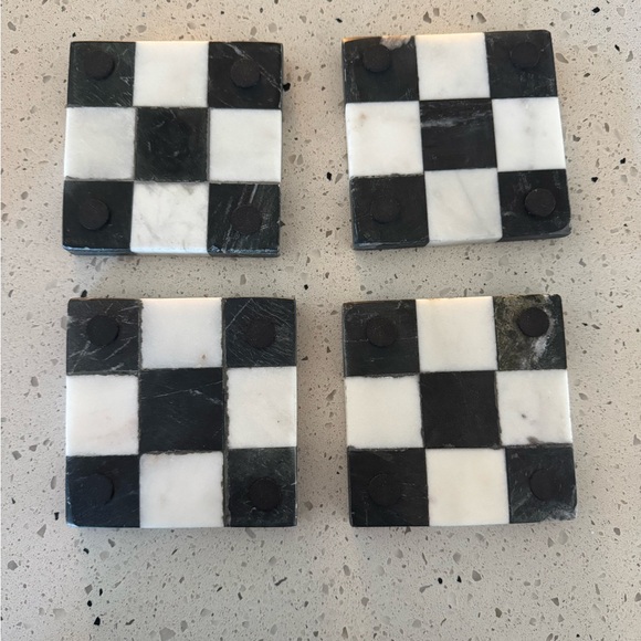 Black and White Checkered Coasters - Picture 3 of 5